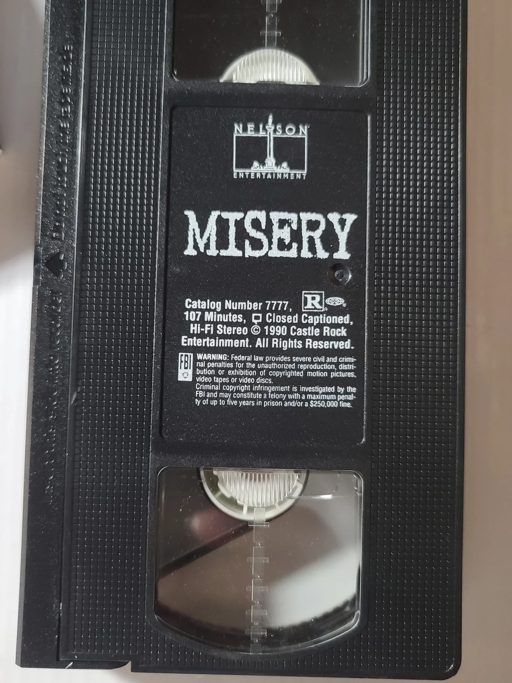 MISERY VHS Movie Tape - Classic Thriller (Black, Blue, Red Cover)